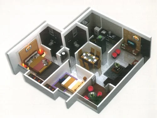 Rohan Saroha Bhugaon 2BHK Floorplan